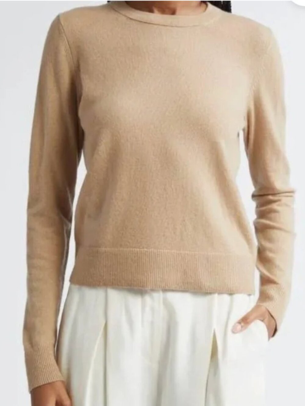 Vince Wool & Cashmere Crewneck Sweater – Beige – Size Medium